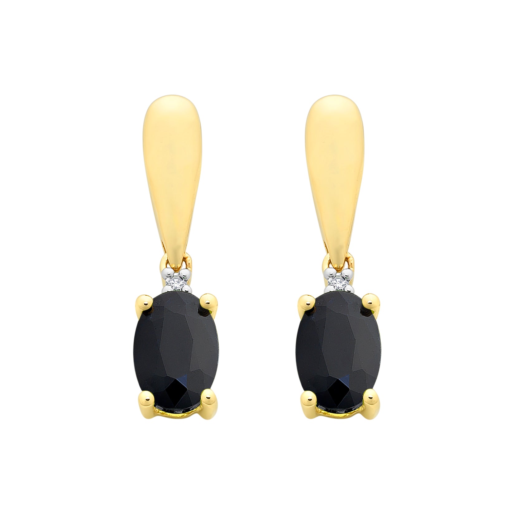 9ct Yellow Gold Diamond & Sapphire Earrings