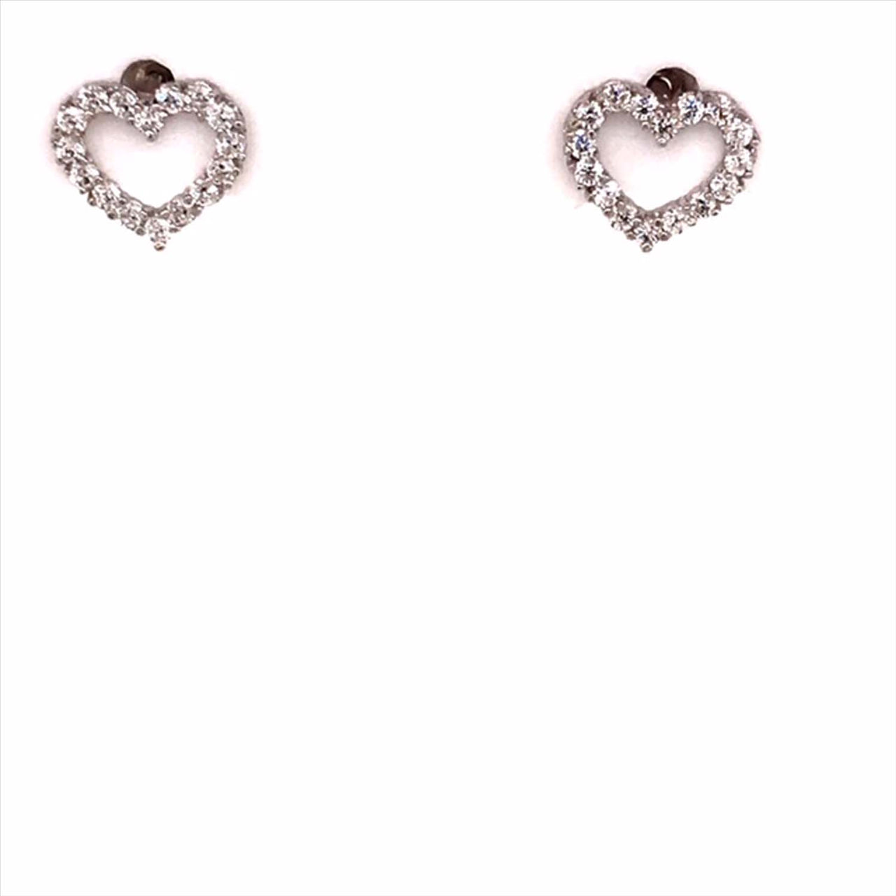 9ct White Gold Cubic Zirconium Outline Heart Stud Earrings