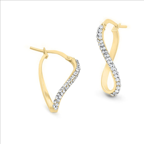 9ct Yellow Gold Silver Filled Crystal Hoop Earrings
