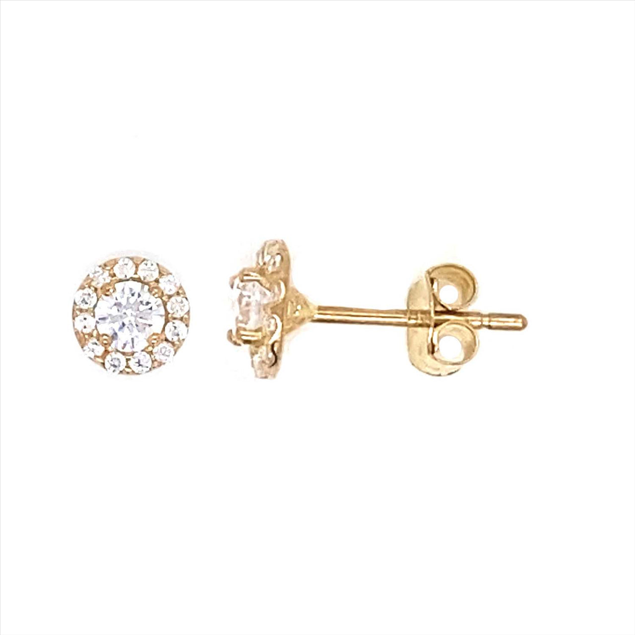 9ct Yellow Gold Cubic Zirconium Circle Stud Earrings