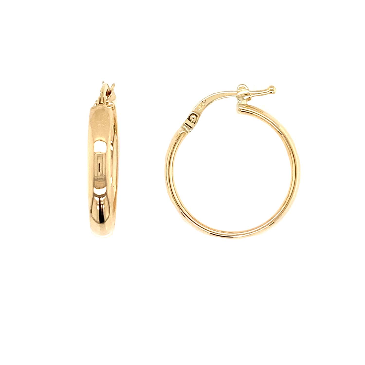 9ct Y/G Round Half Round Hoops 15mm 3mm Wide