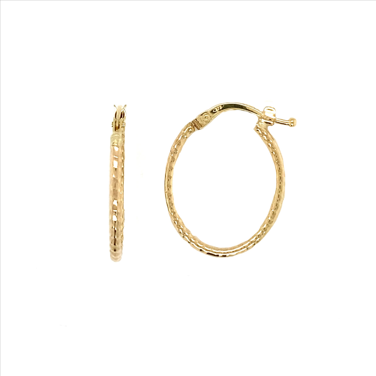 9ct Y/G Oval Hoop Earrings