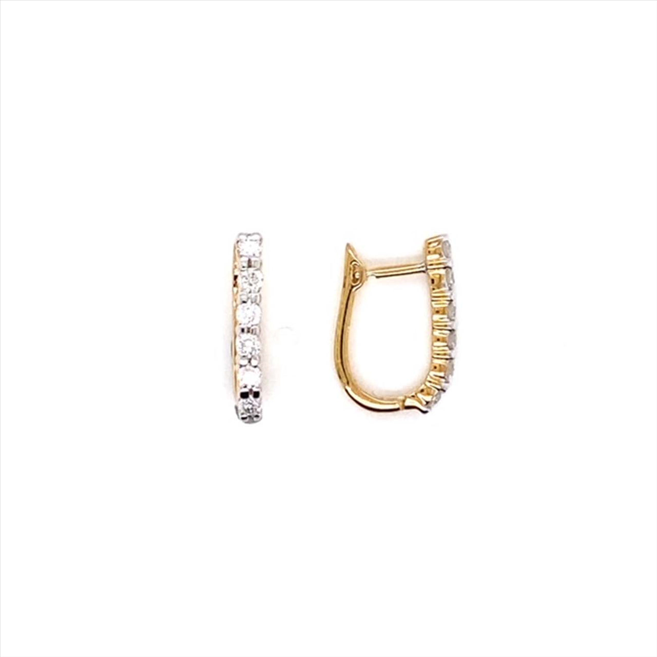 9ct Y/G U Shape Diamond Huggie Earrings