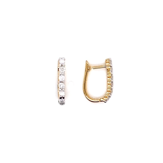 9ct Y/G U Shape Diamond Huggie Earrings