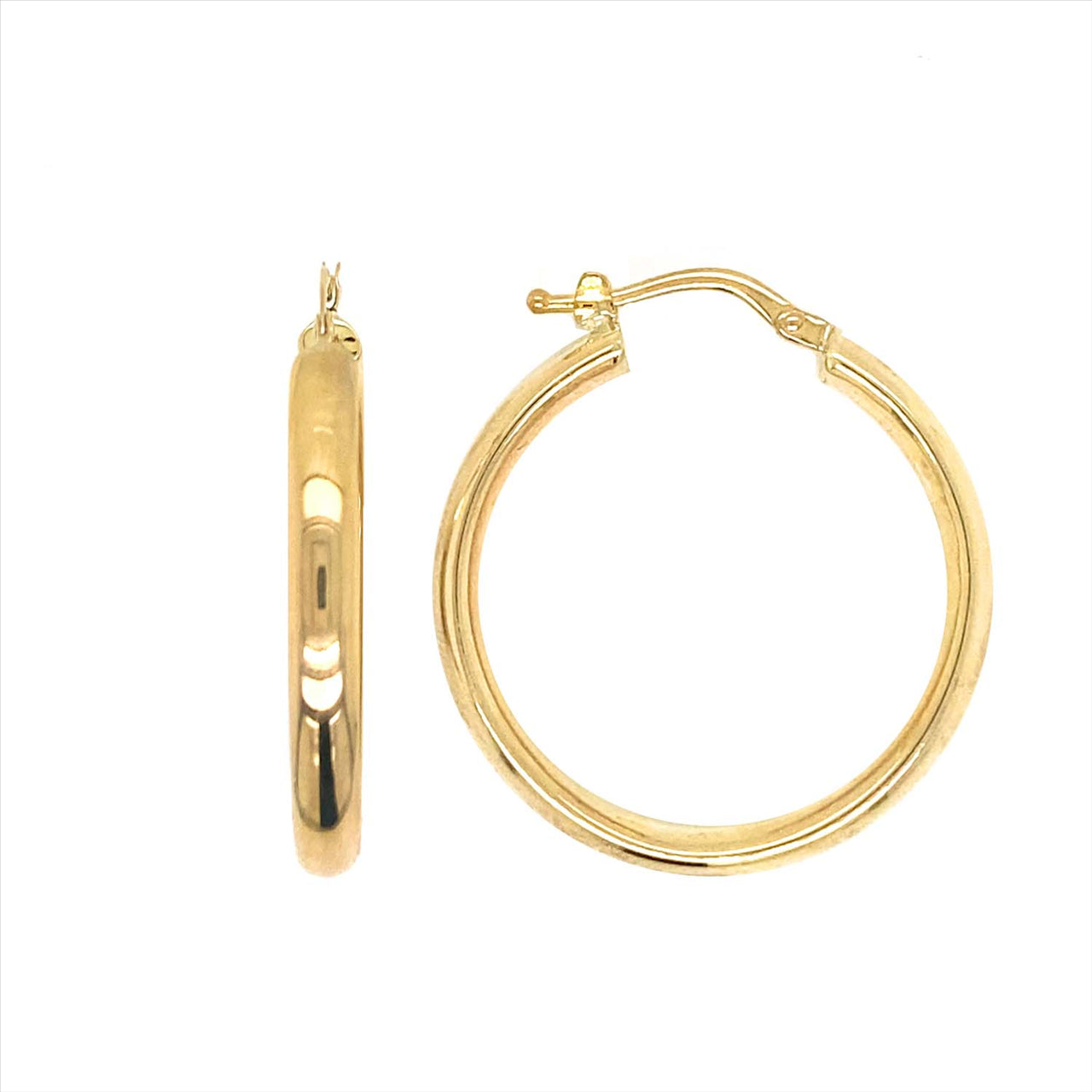 9k Yellow Gold Round Hoop Earrings