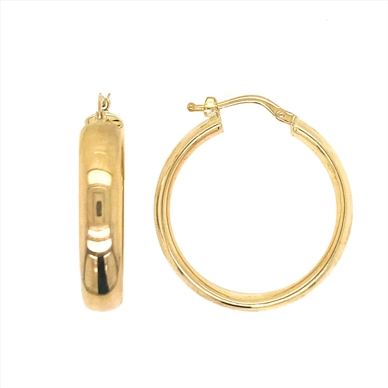 9k Yellow Gold Round Hoop Earrings
