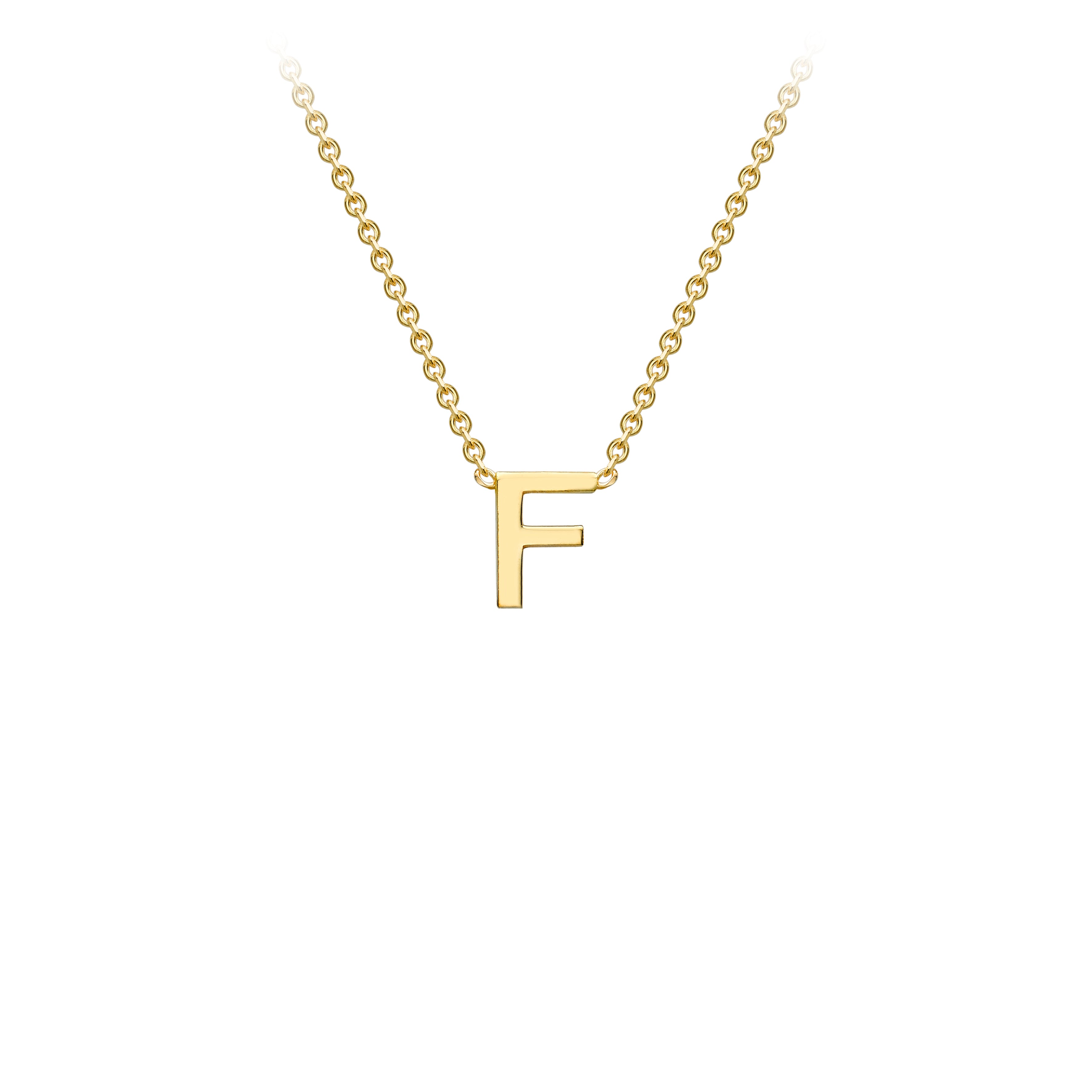 9ct Yellow Gold Petite Initial "F" Necklace