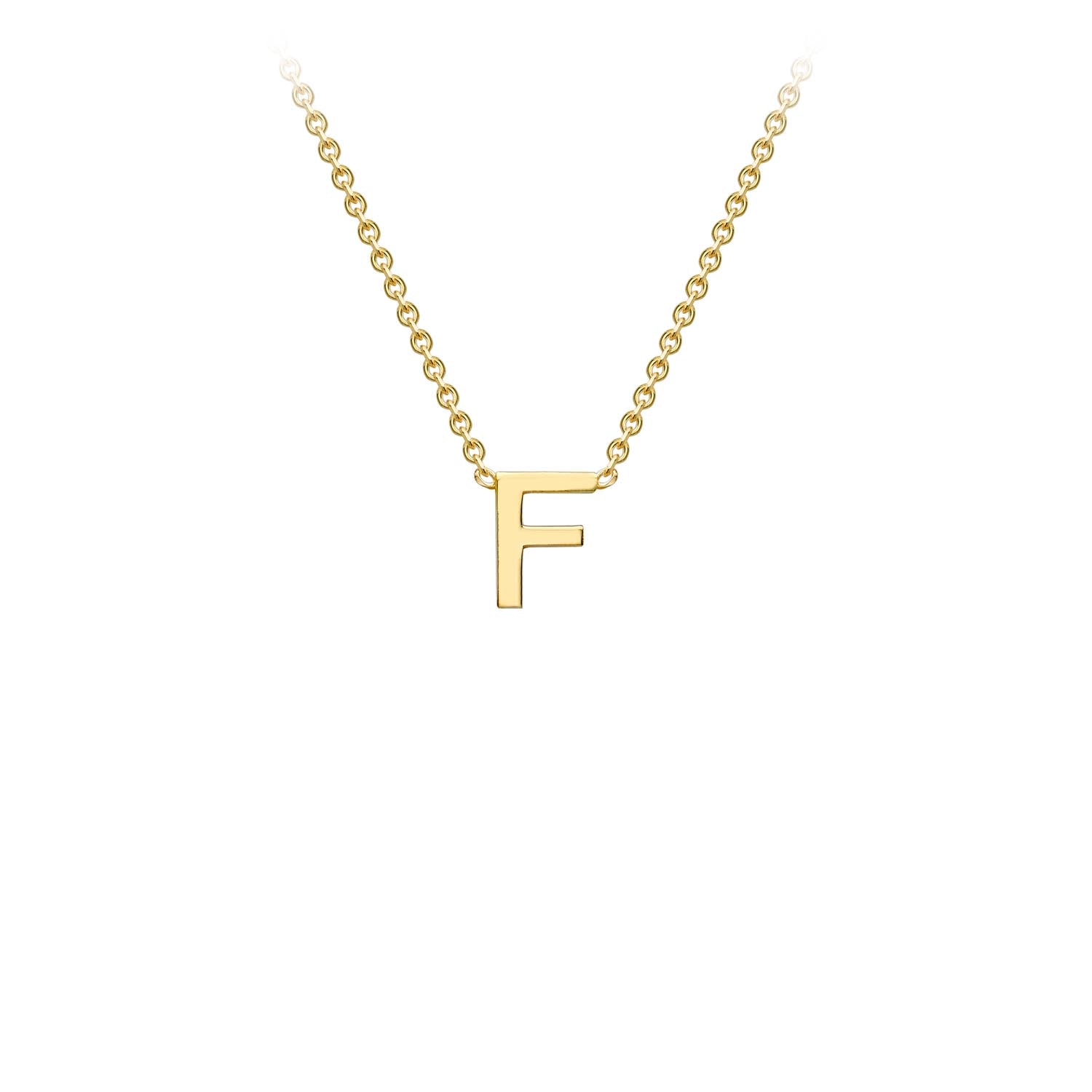 9ct Yellow Gold Petite Initial "F" Necklace