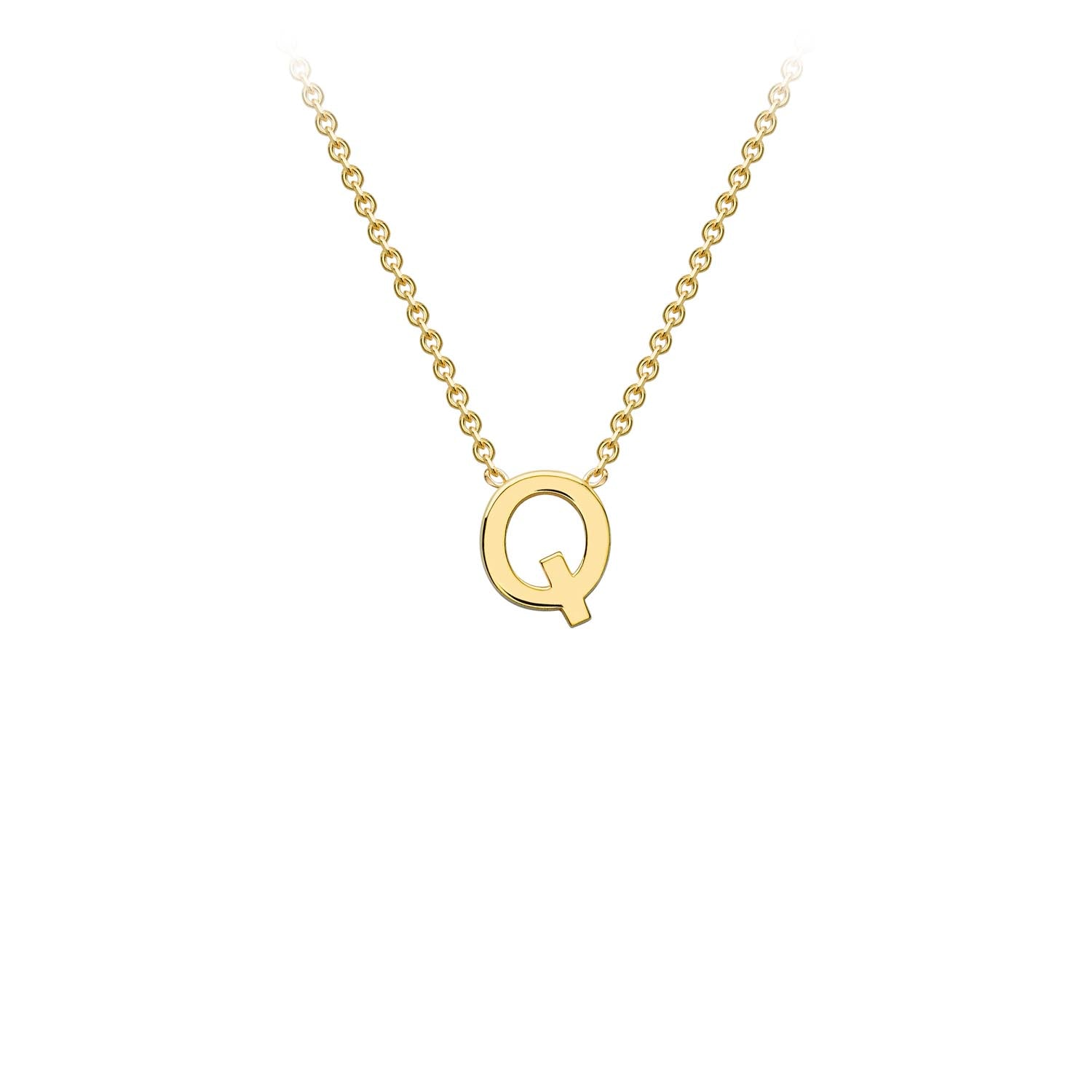 9ct Yellow Gold Petite Initial "Q" Necklace