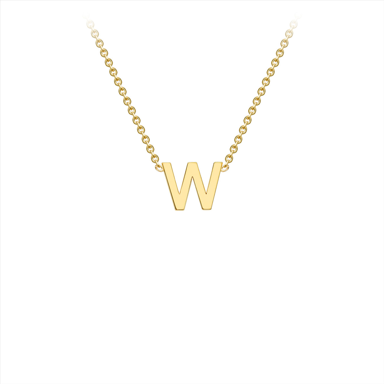 9ct Yellow Gold Petite Initial "W" Necklace