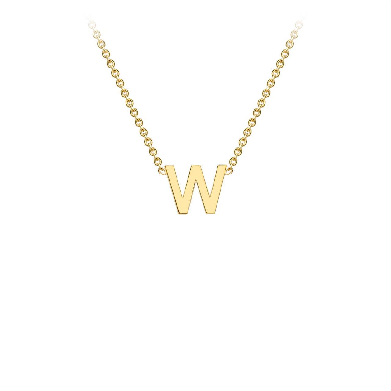 9ct Yellow Gold Petite Initial "W" Necklace
