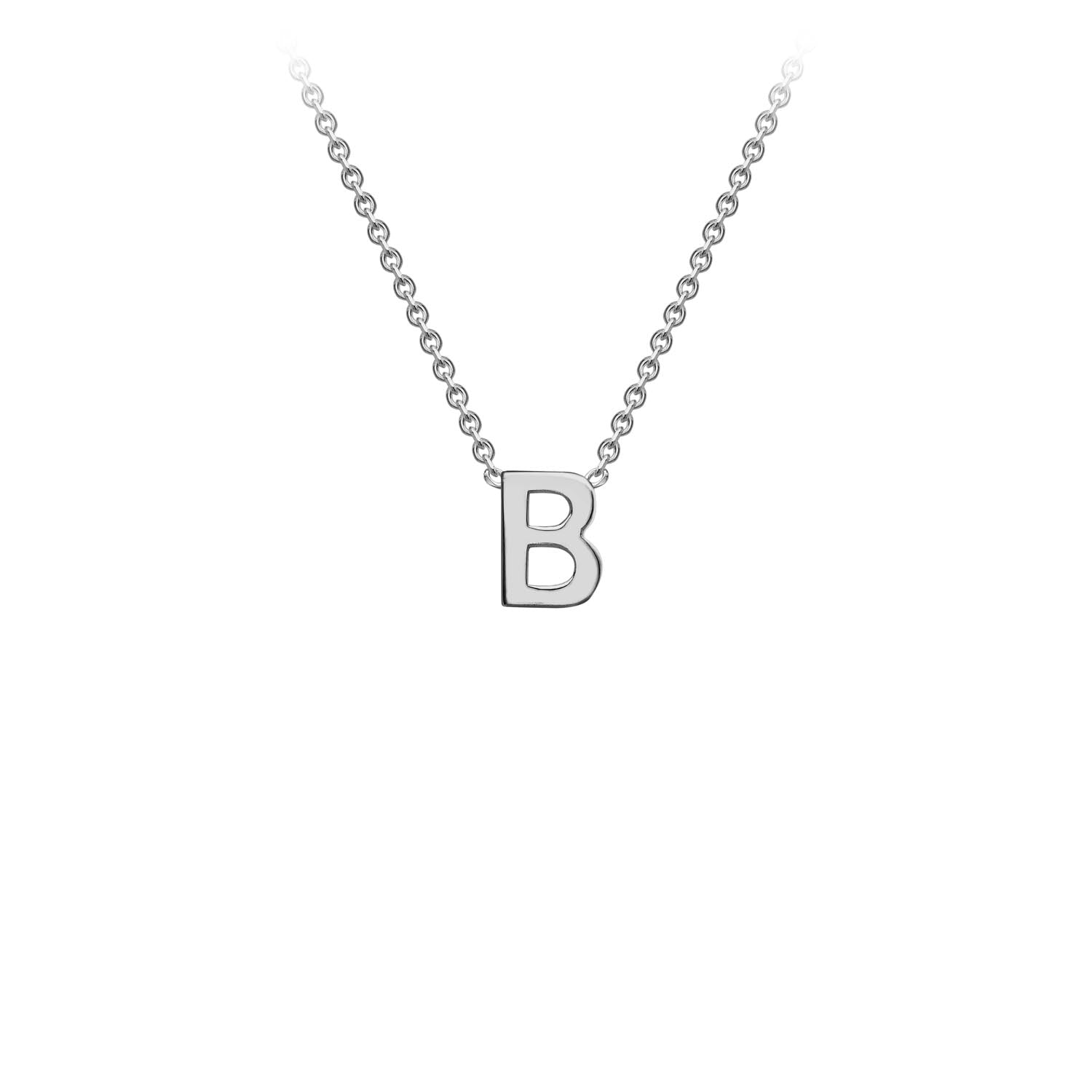 9ct White Gold Initial Letter "B" Necklace