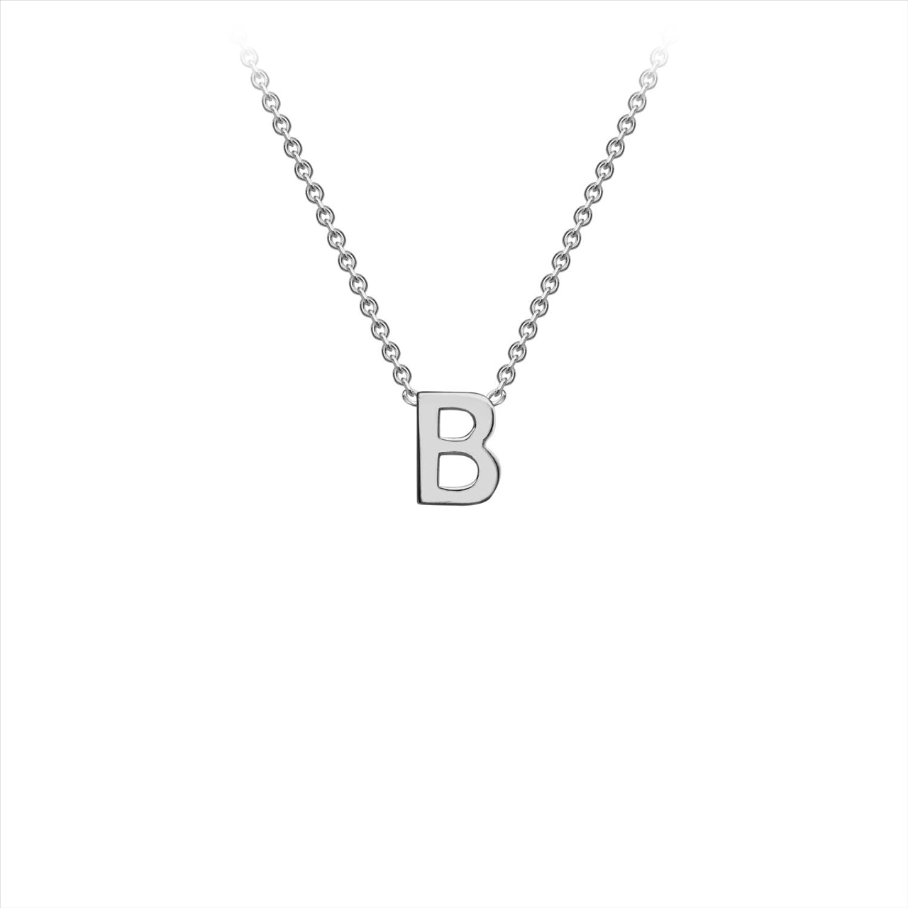 9ct White Gold Initial Letter "B" Necklace