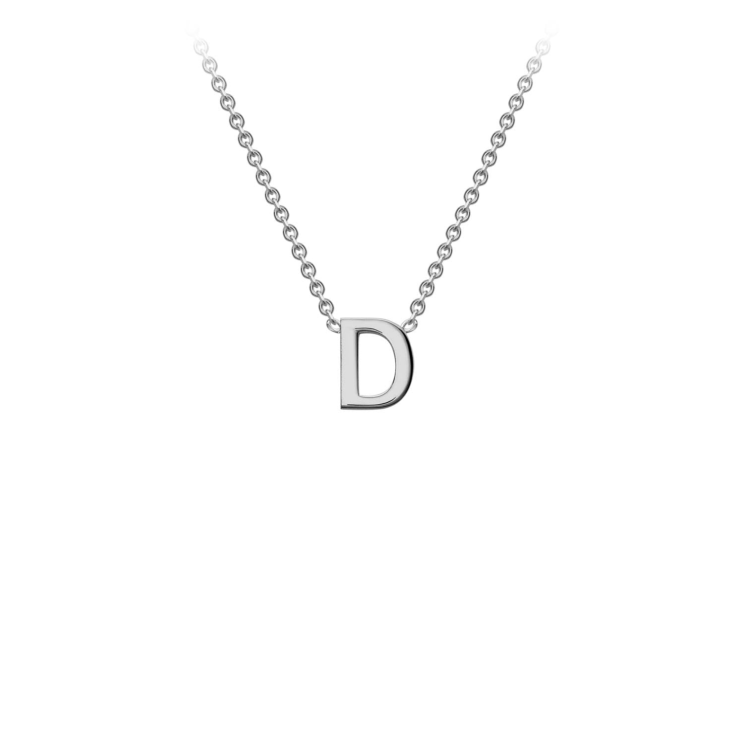 9ct White Gold Initial Letter "D" Necklace