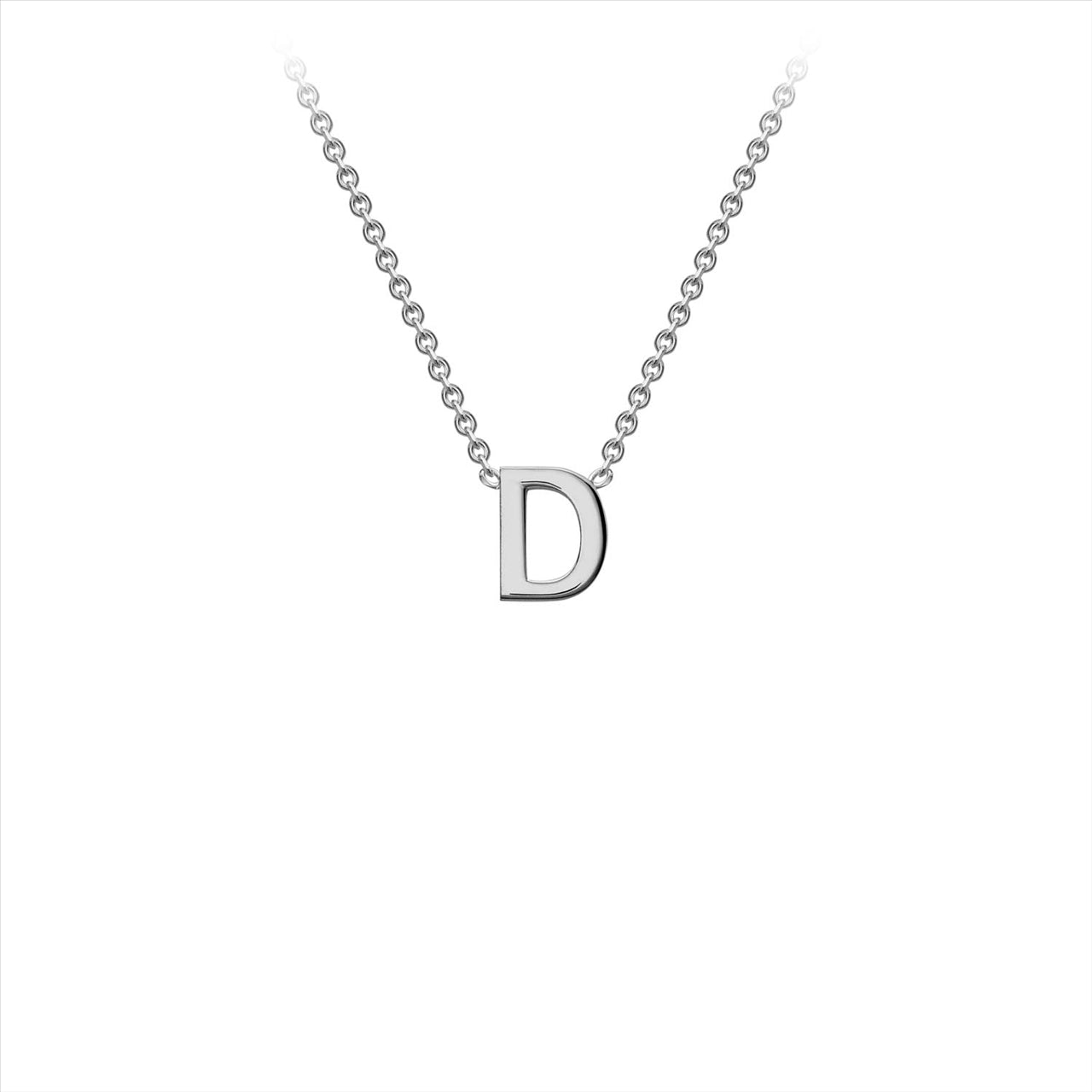 9ct White Gold Initial Letter "D" Necklace