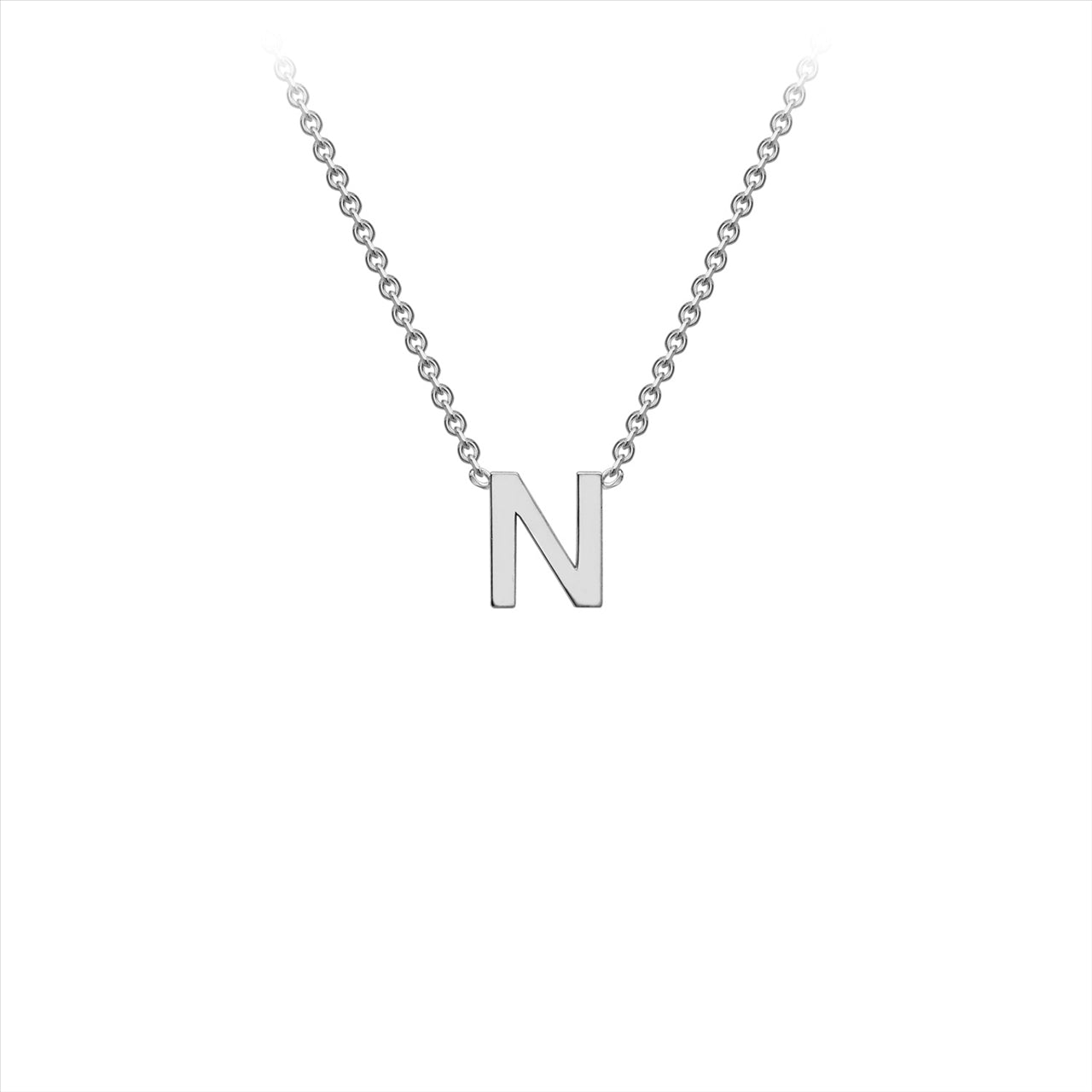 9ct W/G Initial Letter "N" Necklace 38+5cm