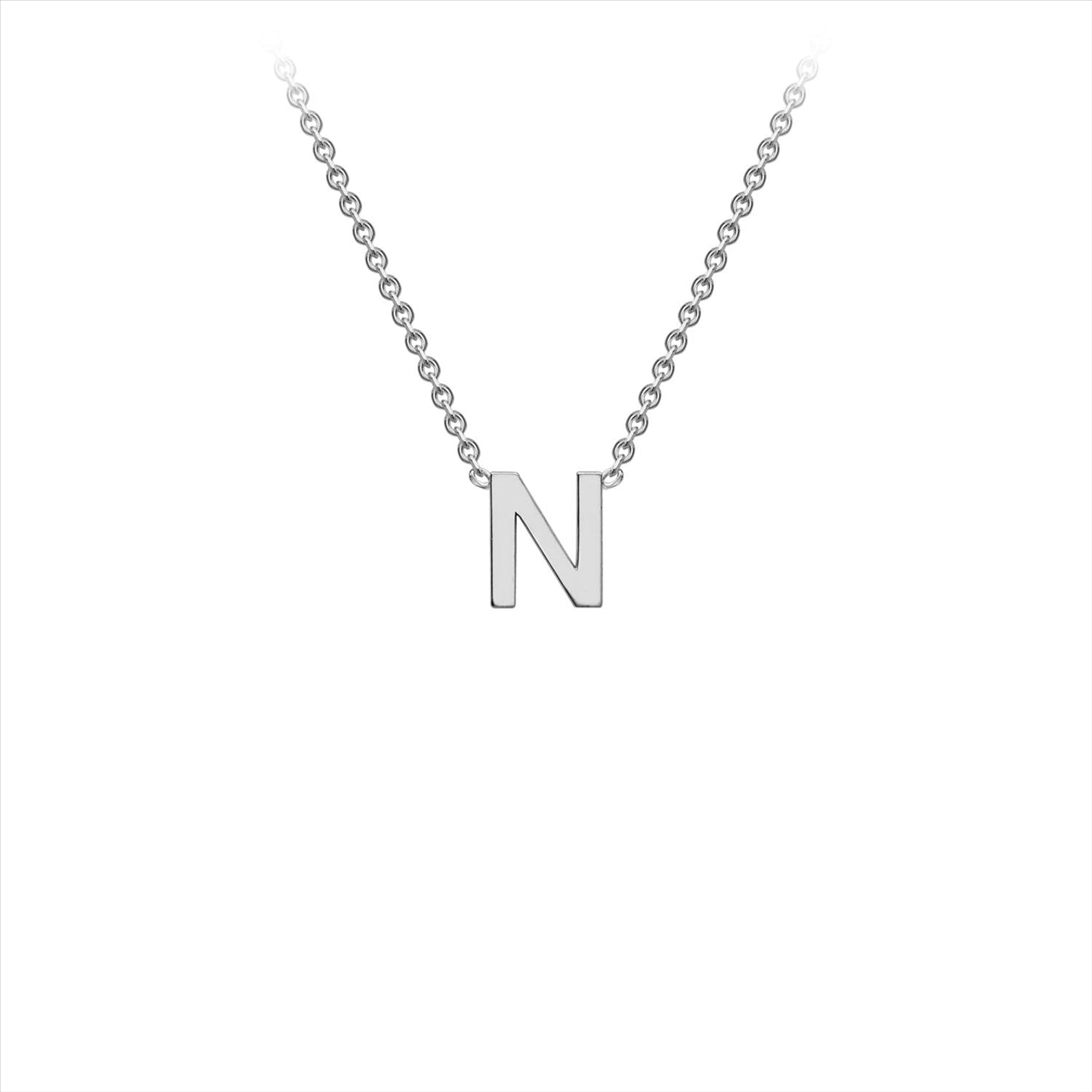 9ct W/G Initial Letter "N" Necklace 38+5cm