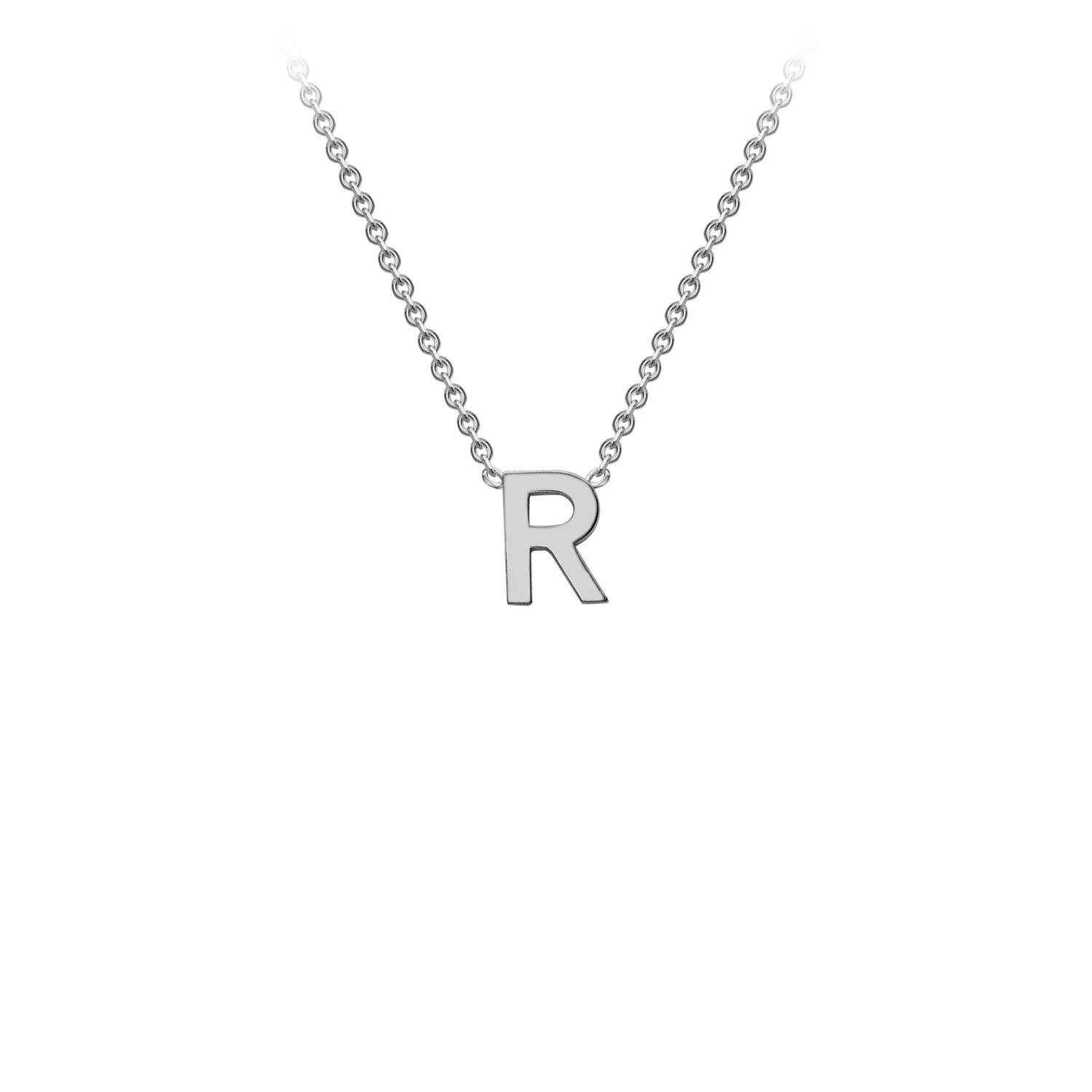 9ct White Gold Delicate Initial "R" Necklace