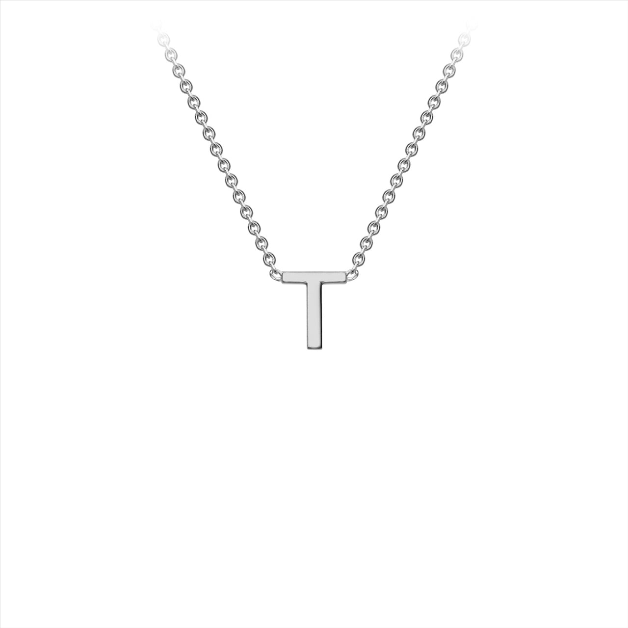 9ct W/G Initial Letter "T" Necklace 38+5cm