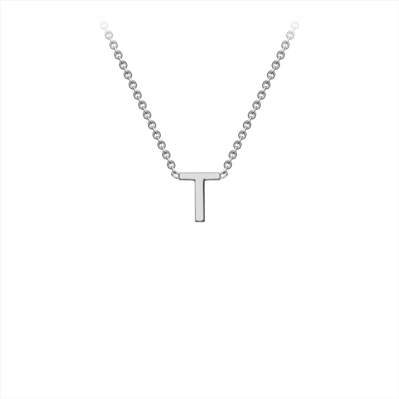 9ct W/G Initial Letter "T" Necklace 38+5cm