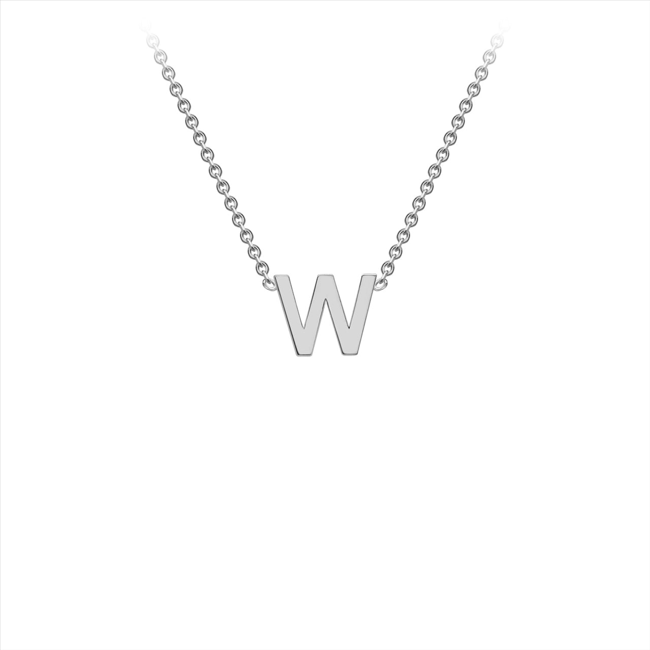 9ct W/G Initial Letter "W" Necklace 38+5cm
