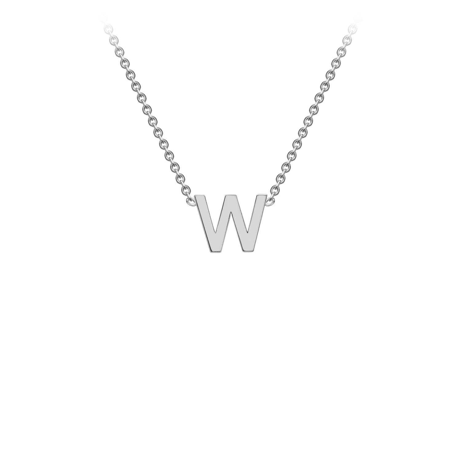 9ct W/G Initial Letter "W" Necklace 38+5cm