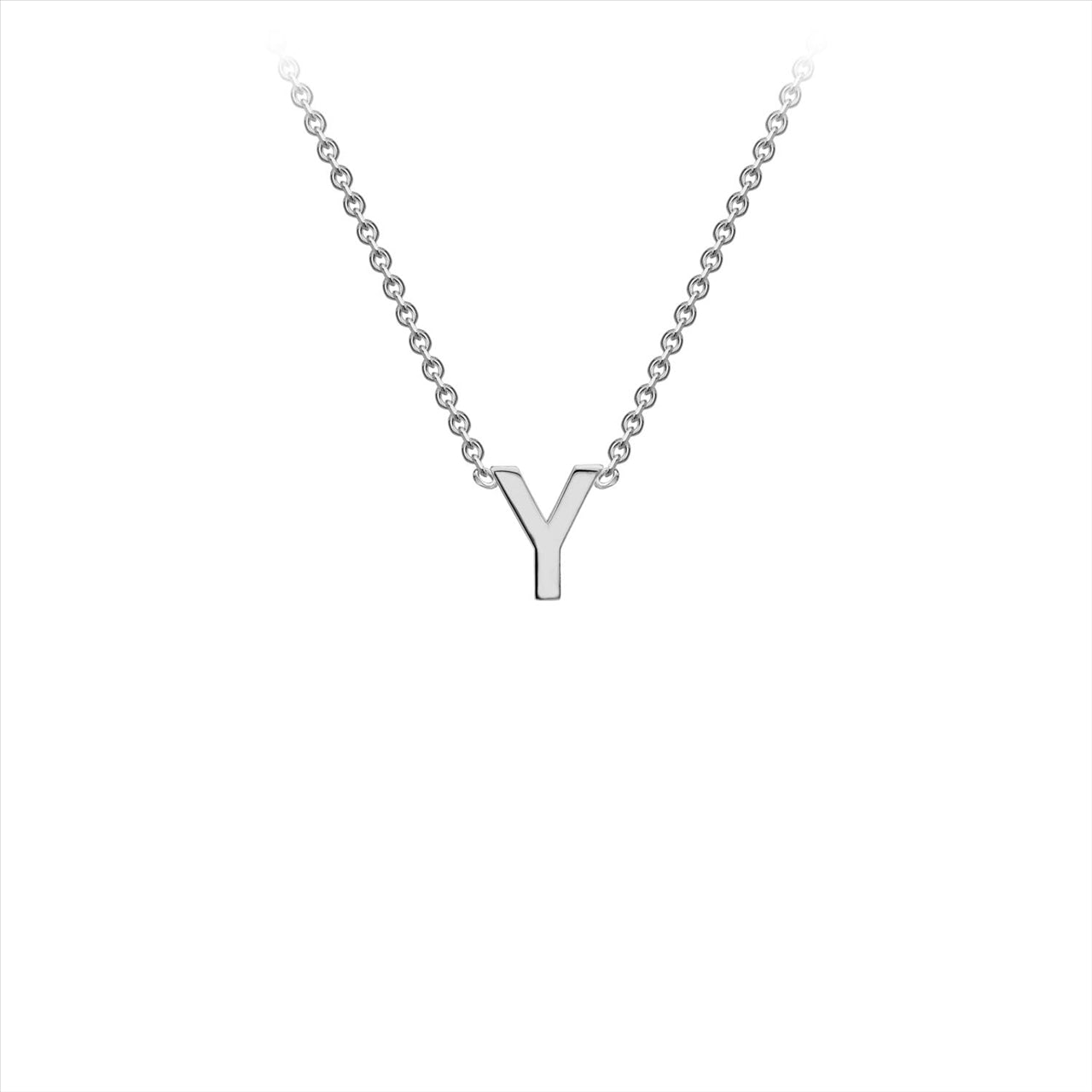 9ct White Gold Initial Letter "Y" Necklace