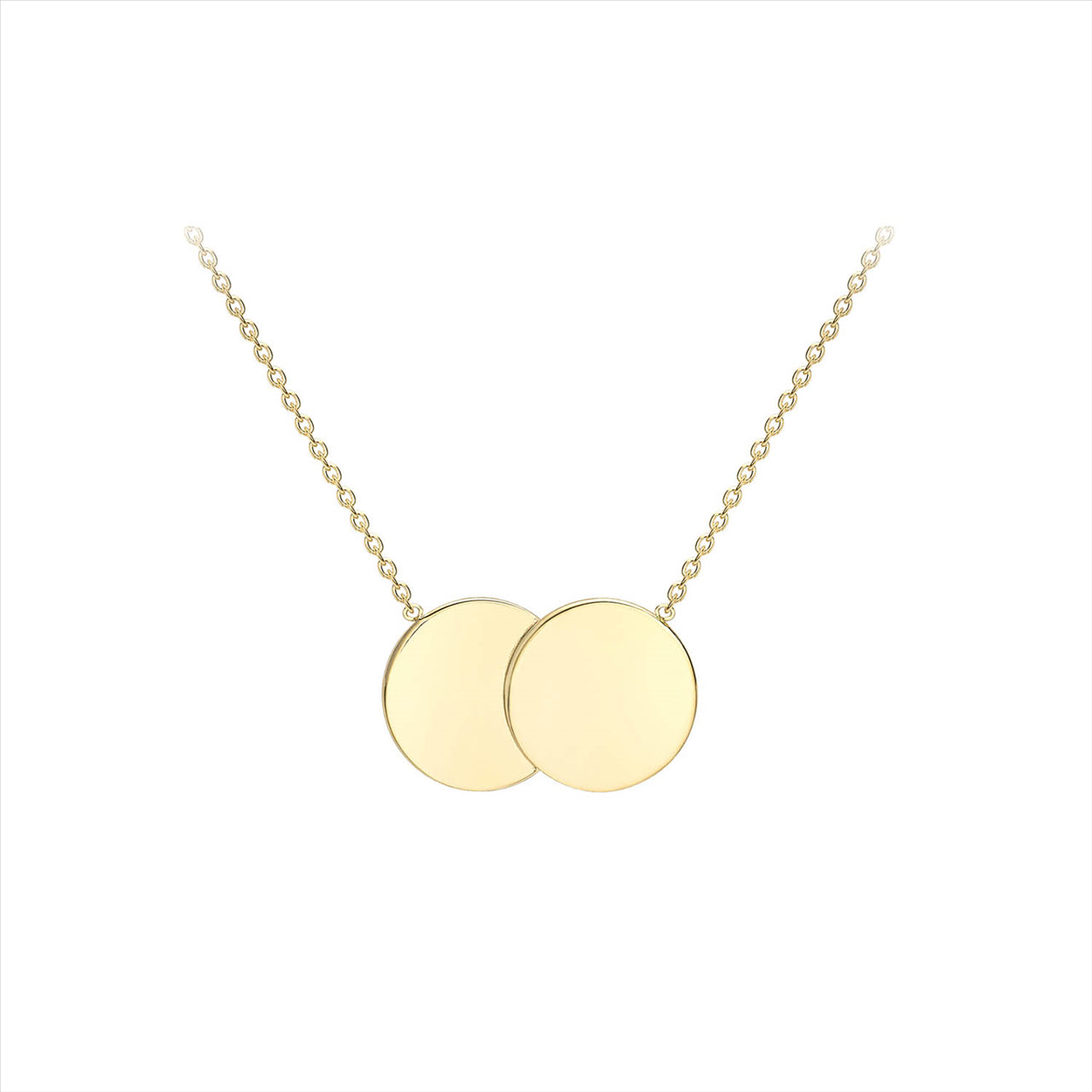 9Ct Yellow Gold Solid Double Disc Necklace