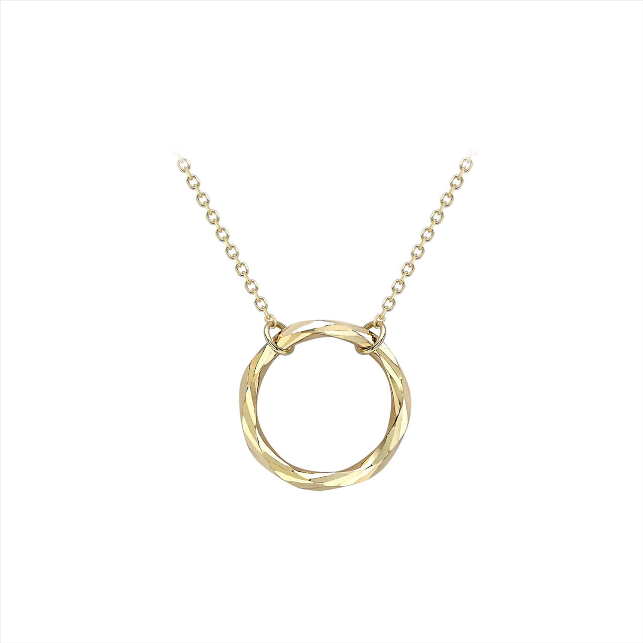 9K Yellow Gold 17.8mm Diamond Cut Ring Adjustable Necklace | 43cm–46cm
