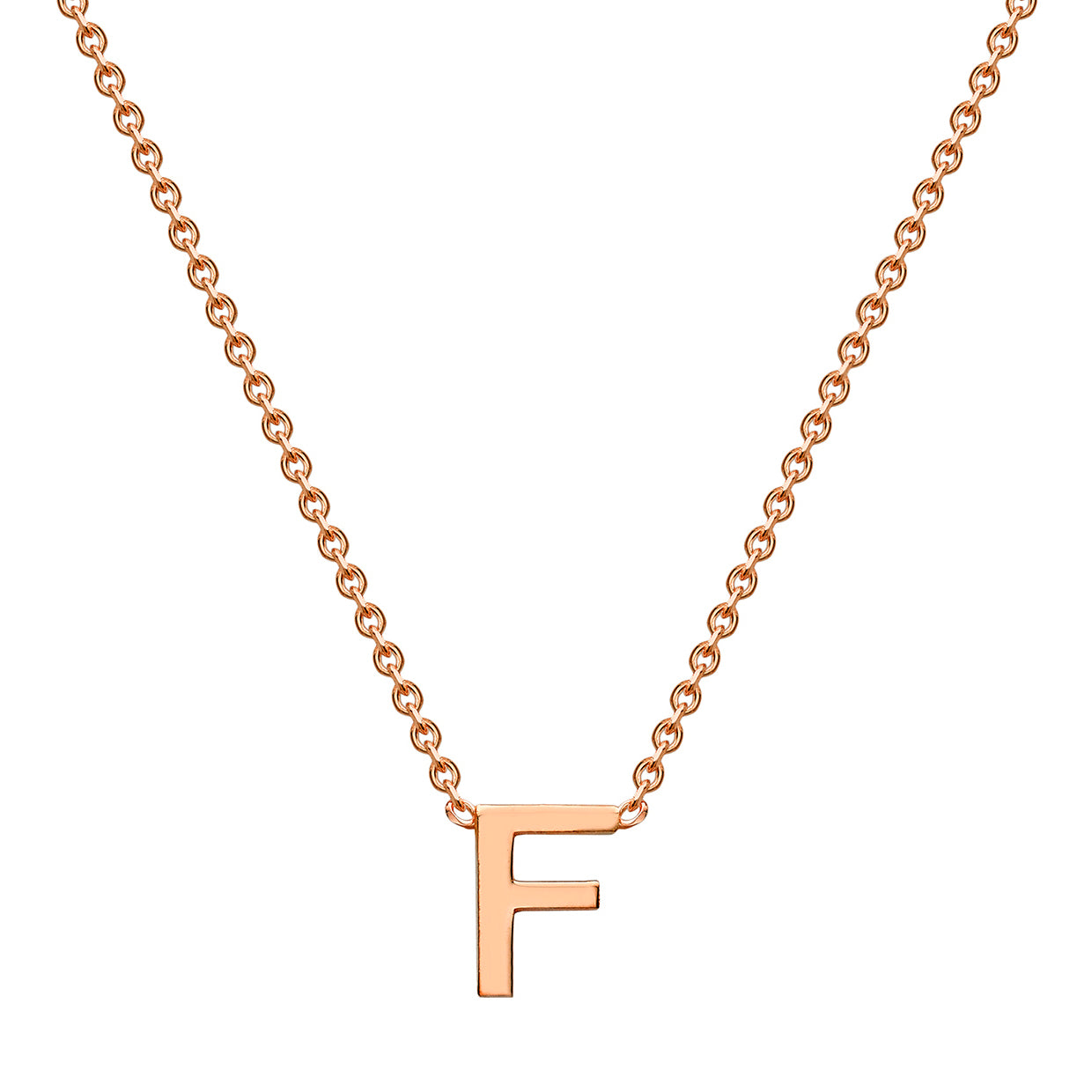9ct Rose Gold Initial Letter "F" Necklace