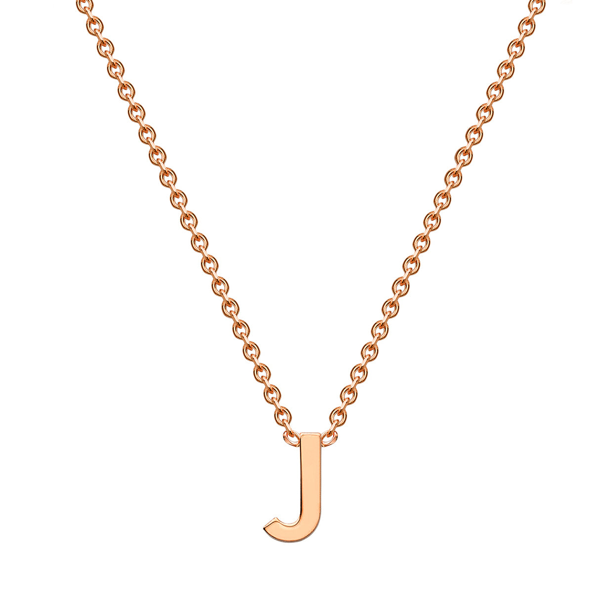 9ct Rose Gold Petite Initial J Necklace