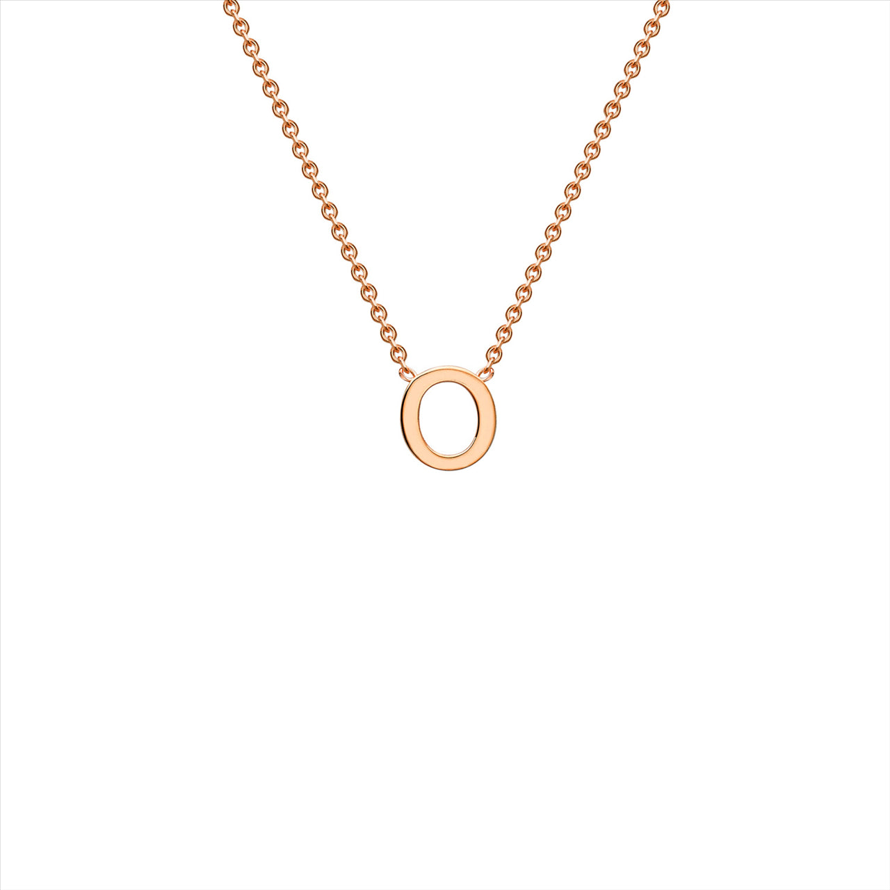 9ct Rose Gold Initial Letter "O" Necklace