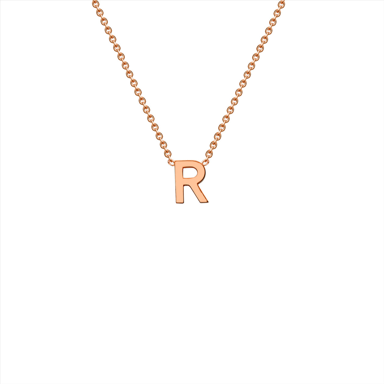 9ct Rose Gold Petite Initial R Necklace