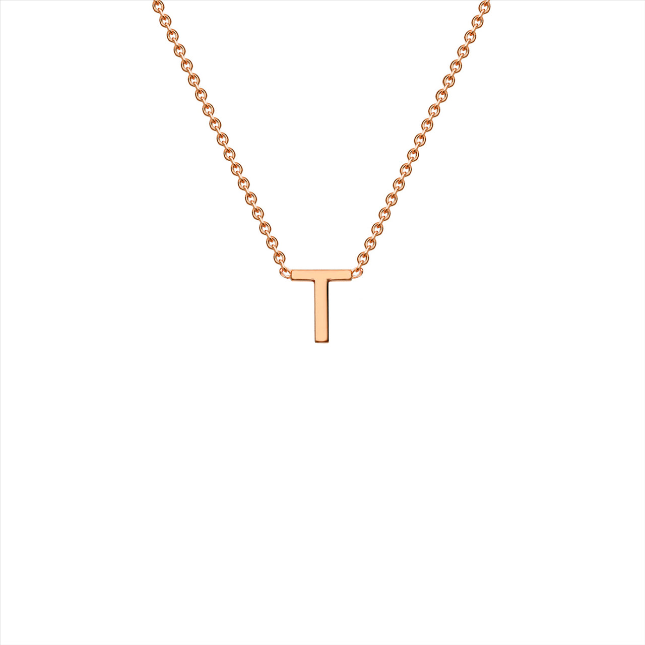 9ct Rose Gold Initial Letter "T" Necklace
