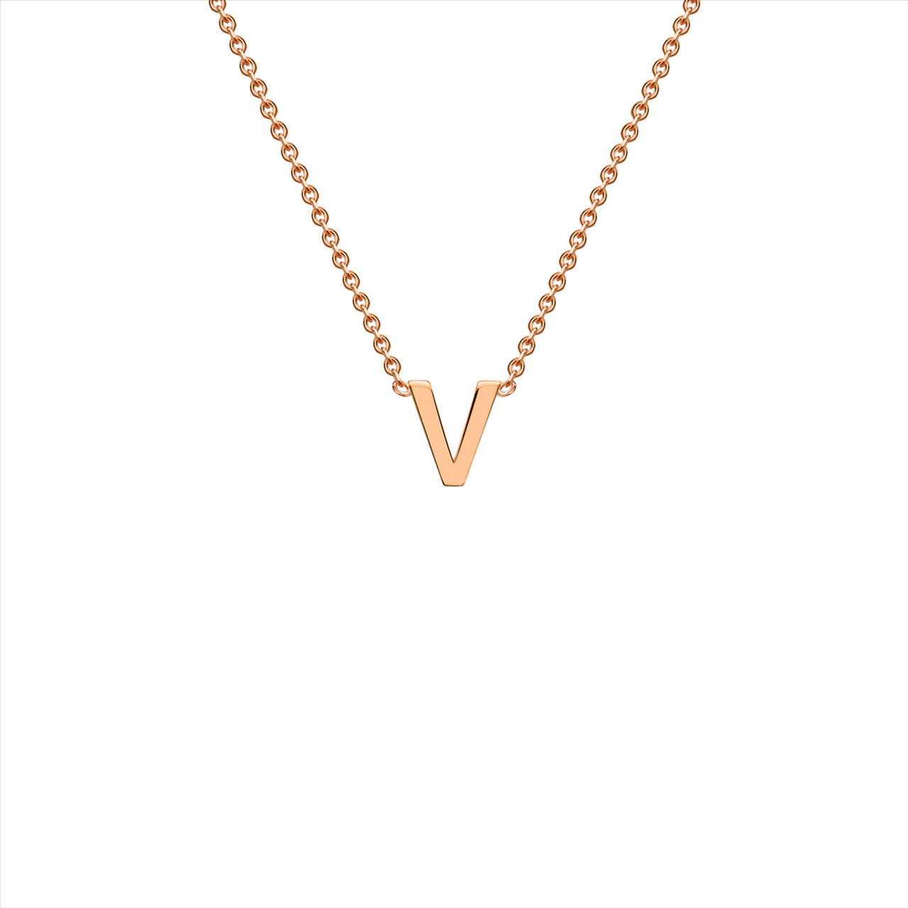 9ct R/G Initial Letter "V" Necklace 38+5cm