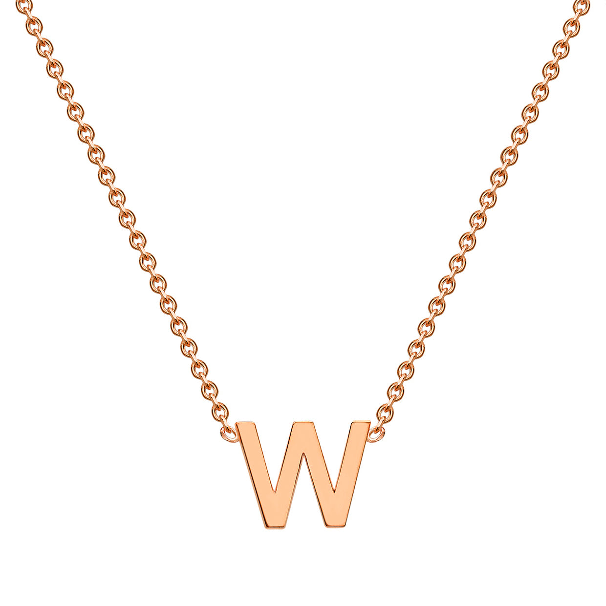 9ct Rose Gold Initial Letter "W" Necklace