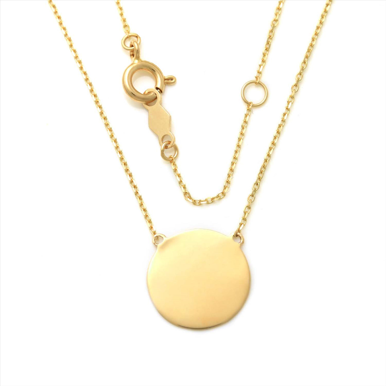 9ct Y/G 11mm Circle Plate Pendant with Chain