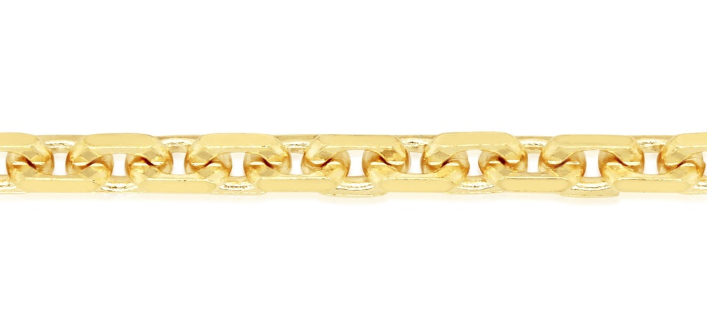 9ct Yellow Gold Solid Hammered Diamond Cut Cable Chain – 50cm