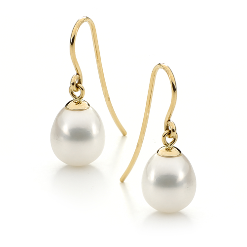 9ct Y/G White 9-9.5mm Freshwater Pearl hook Earrings