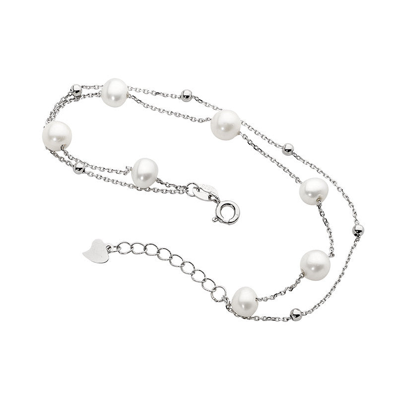 Ellani Sterling Silver in Bracelet With Freshwater Pearl & Ball