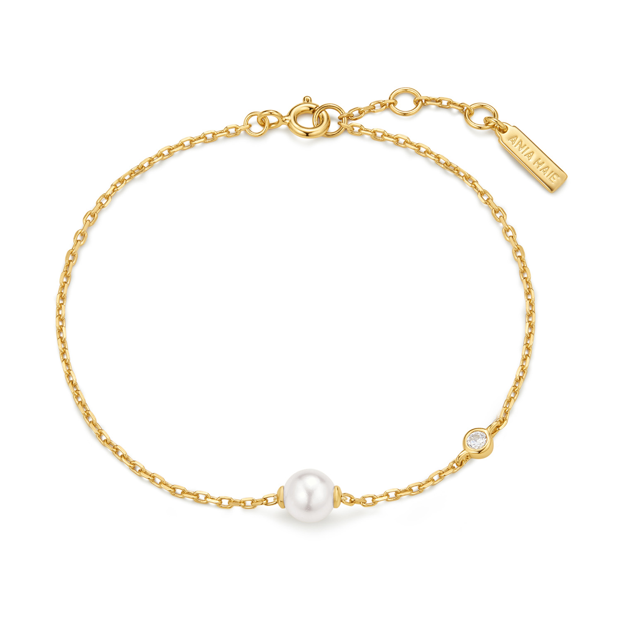 Ania Haie Gold Shell Pearl & Bezel-Set Sparkle Bracelet