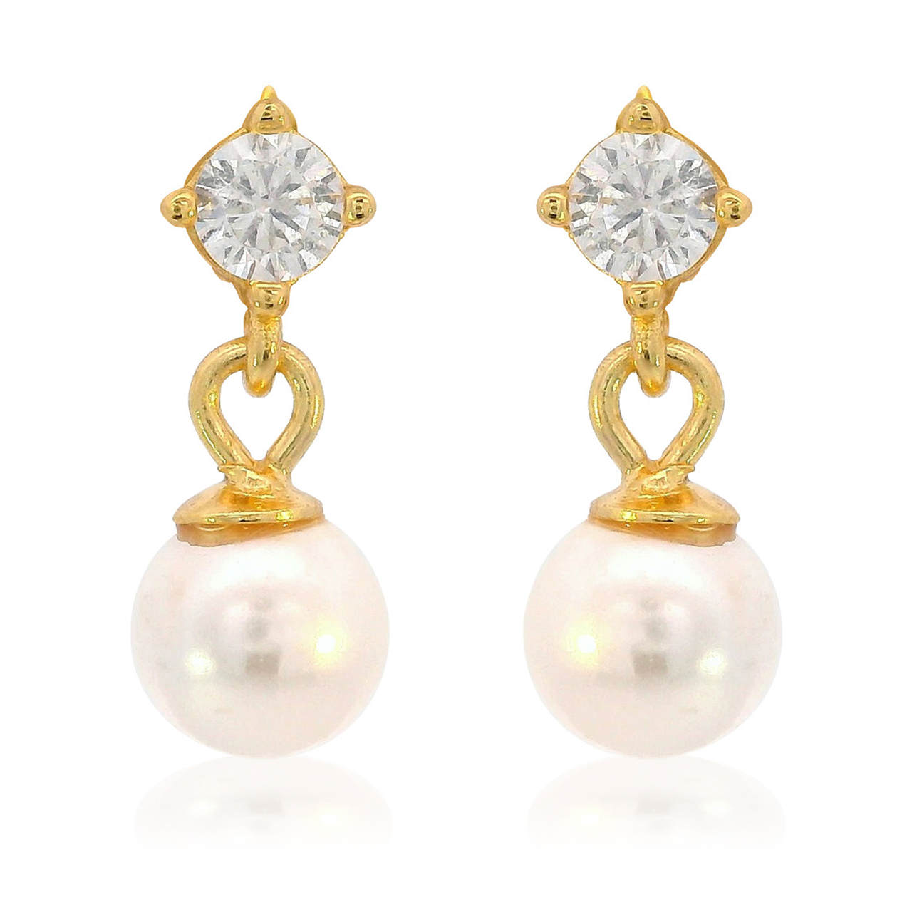 Georgini Adagio Touch Of Sparkle Dangle Drop Pearl Earrings Gold