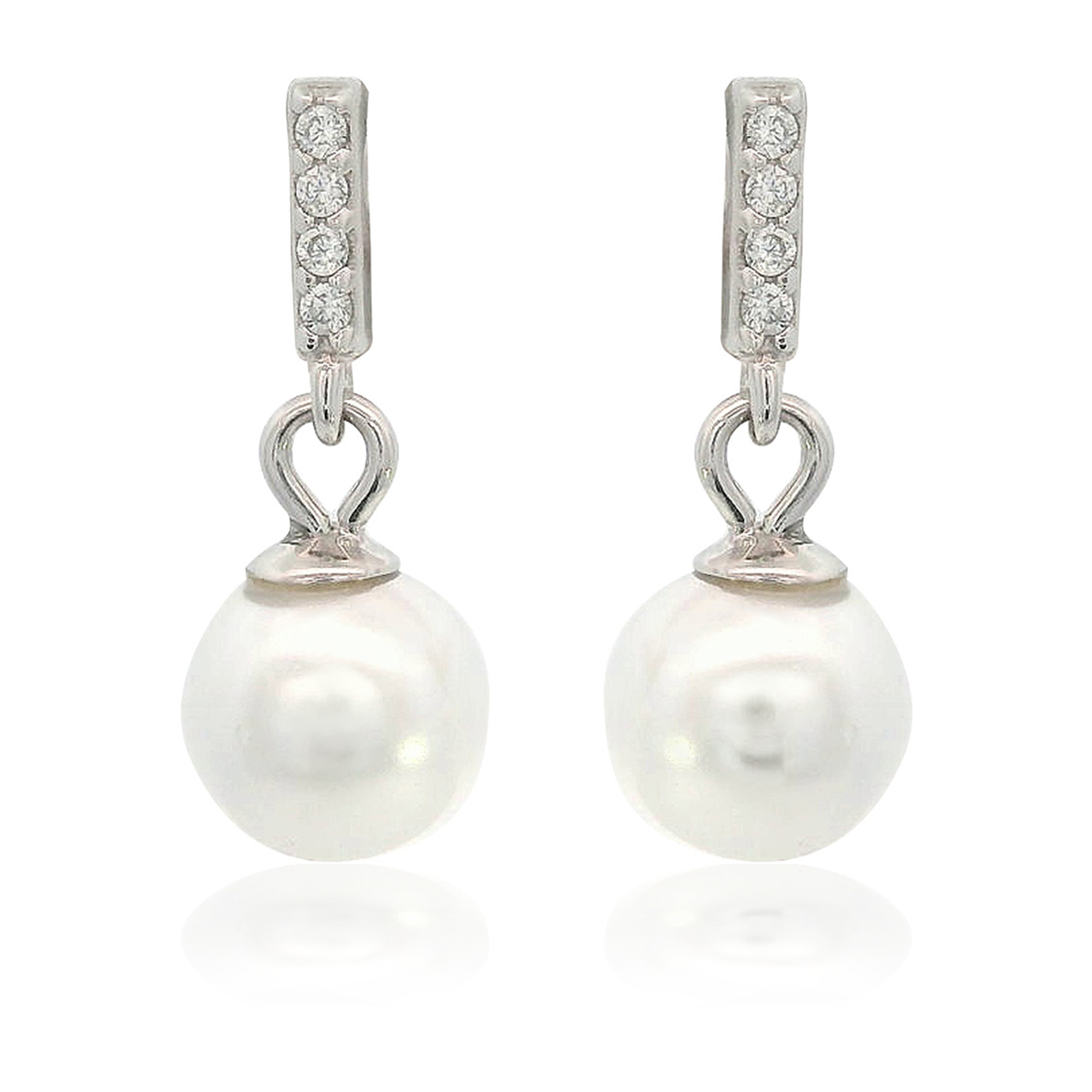 Georgini Adagio Effortless Glow Bar Dangle Pearl Earrings Silver