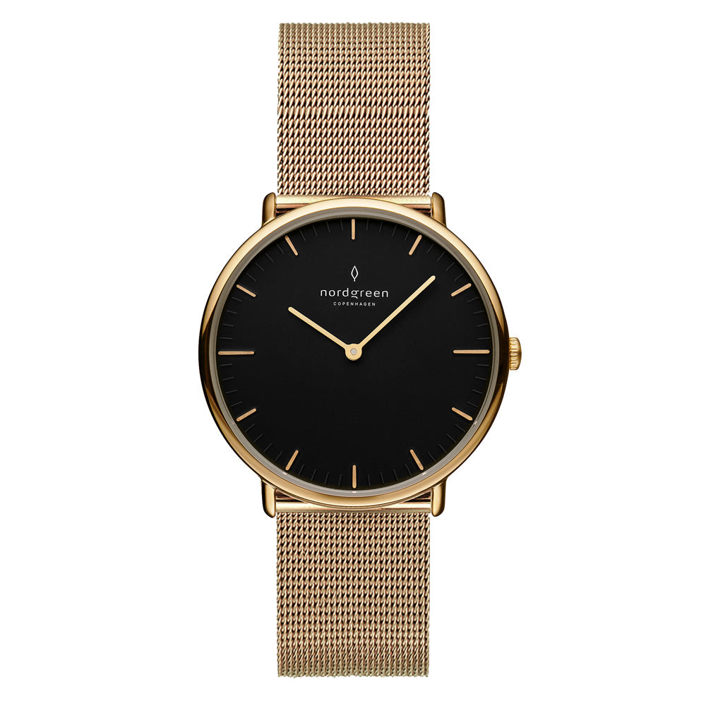 Nordgreen Native Gold Mesh Black Dial 32mm