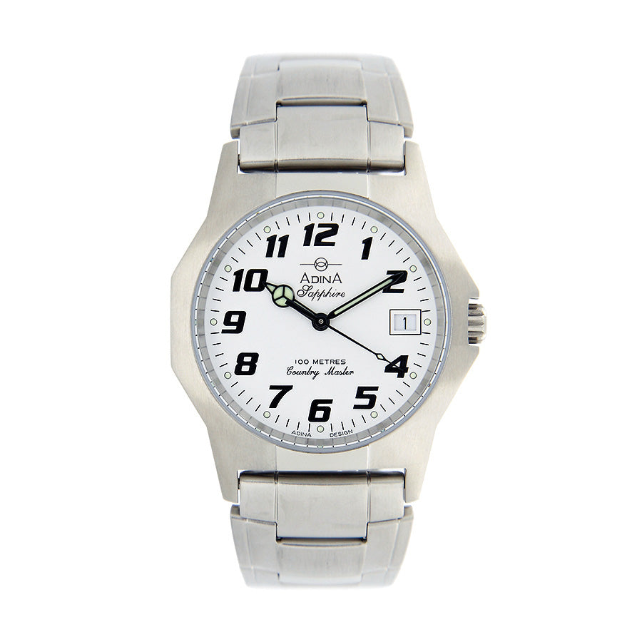 Adina Country Master Workman Watch - White Number dial, Sapphire Glass and Bracelet