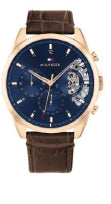 Tommy Hilfiger Baker Blue Dial With Brown Leather Strap