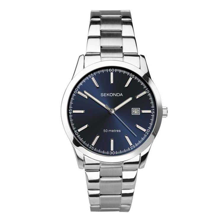 Sekonda Silv Case Blue Date Dial Ss Blet 43Mm