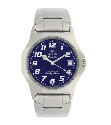 Adina Country Master Workman Watch - Sapphire Glass, Blue Dial with Numbers, Bracelet