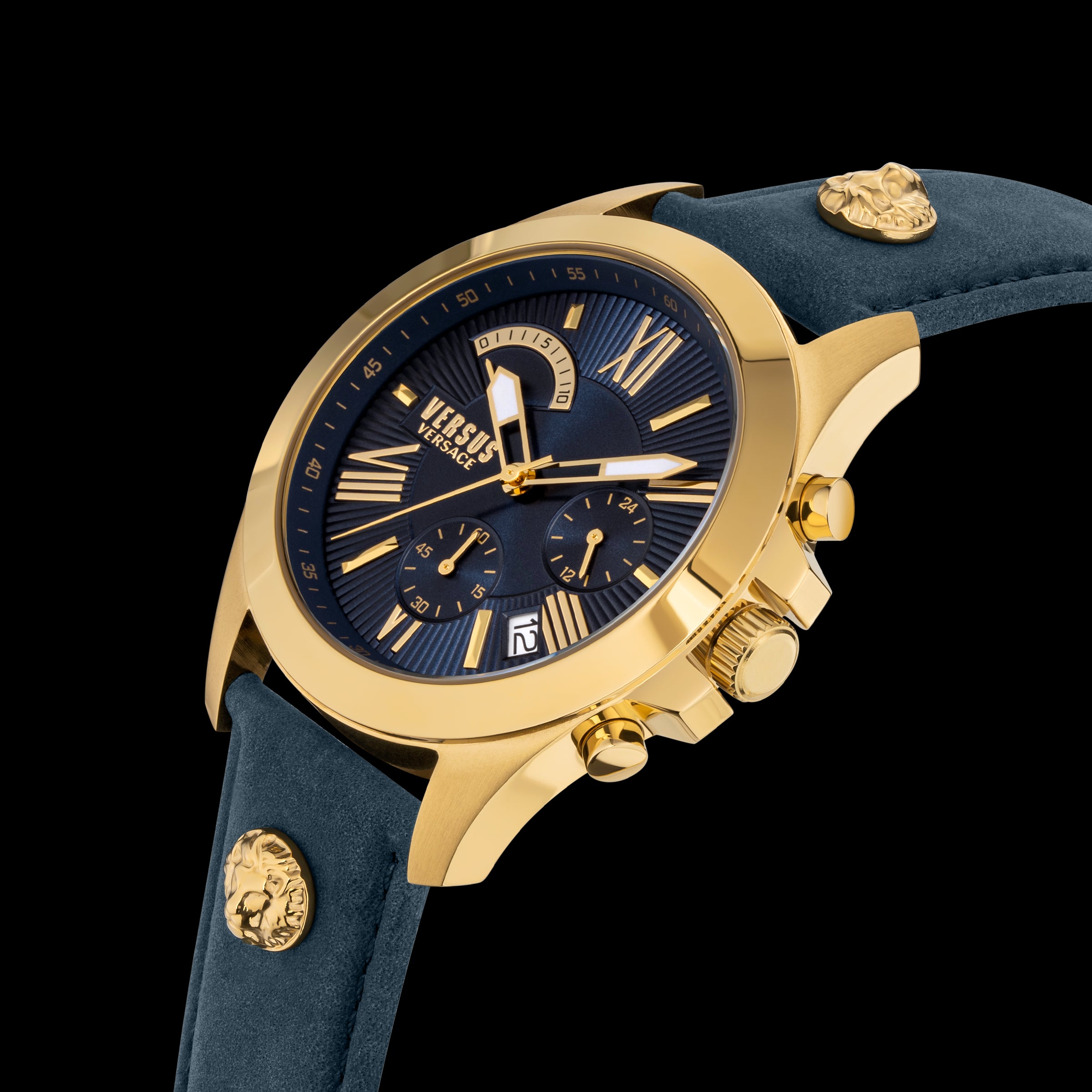 Versace Versus Chrono Lion Yellow Gold Blue dial Blue Strap Watch