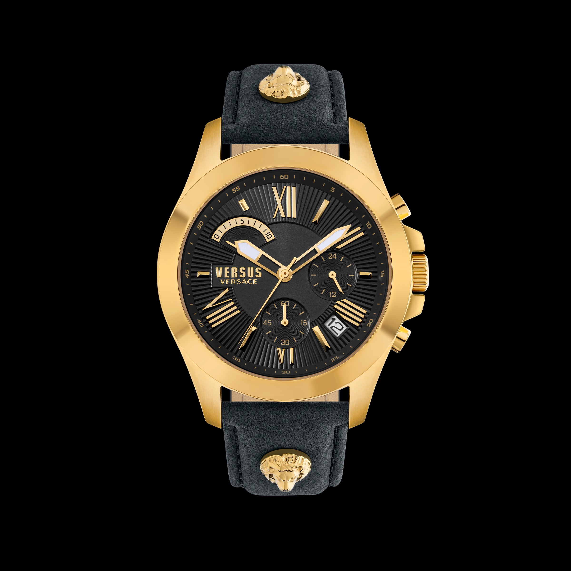 Versace Versus Chrono Lion 44mm Black Dial Black Strap Watch